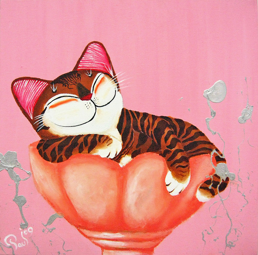 Singapore cat art, Kitty Pink