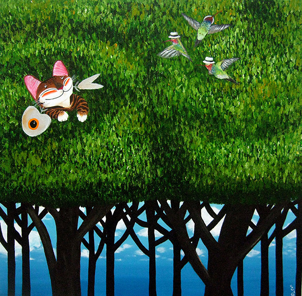 Singapore cat art, Treehouse