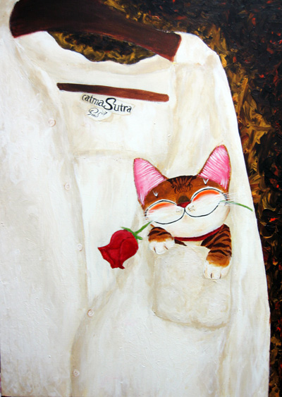 Singapore cat art, White Shirt