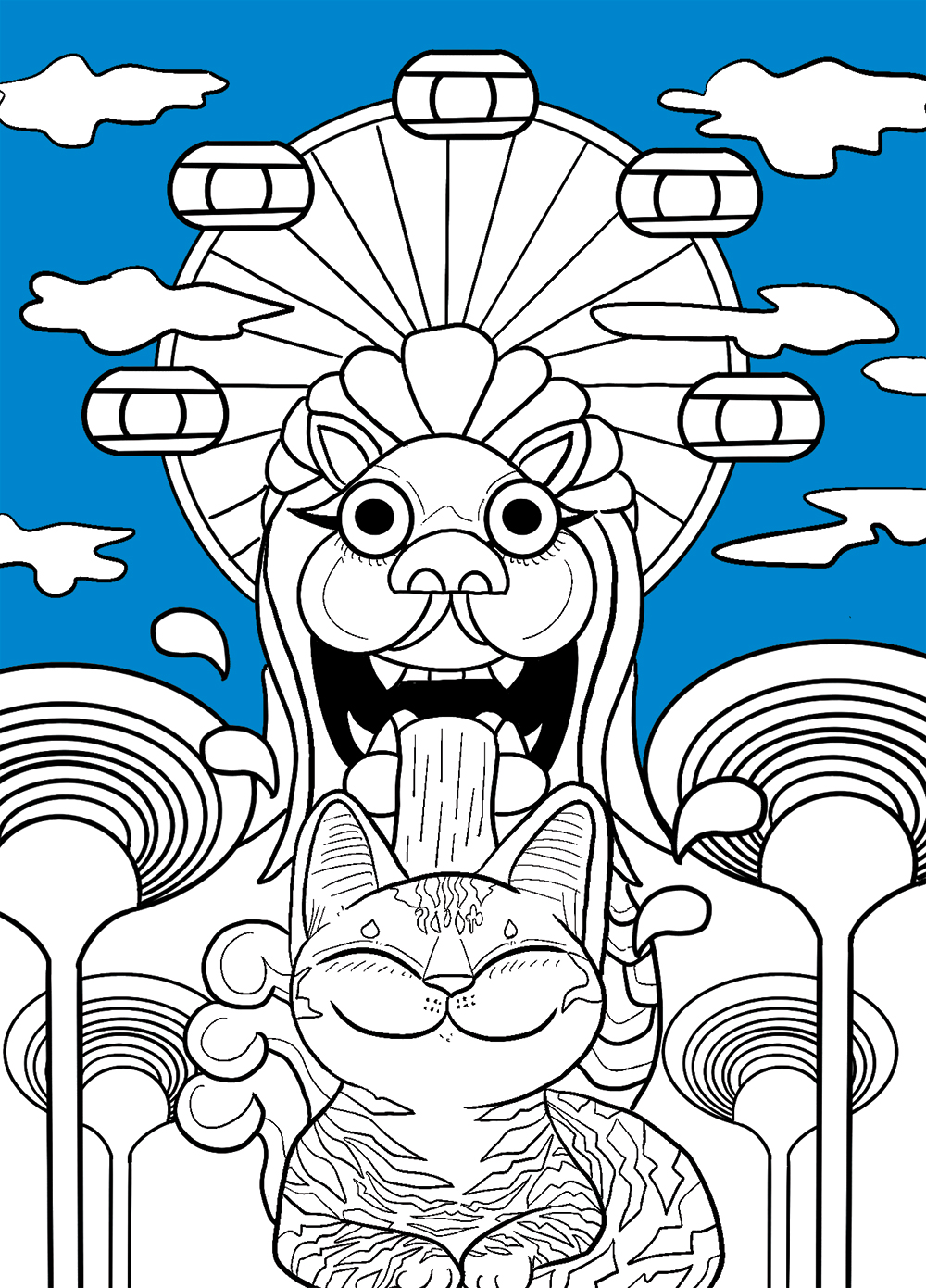 catmaSutra Postcard Colouring Book- Merlion's Song 