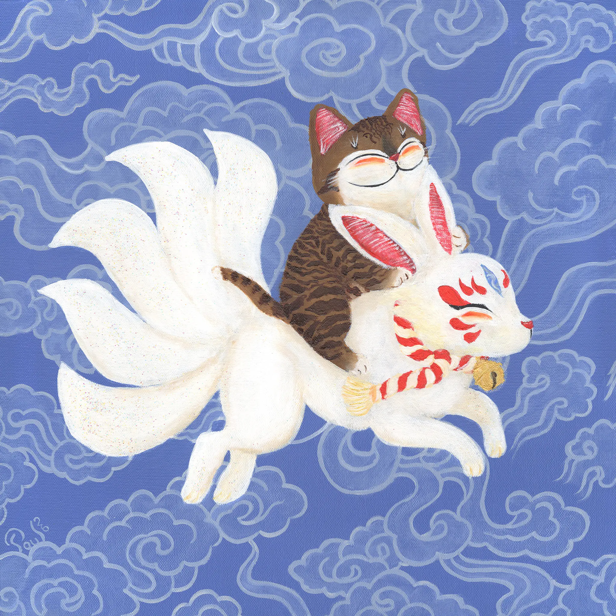 Singapore cat art, Riding on Five Tales