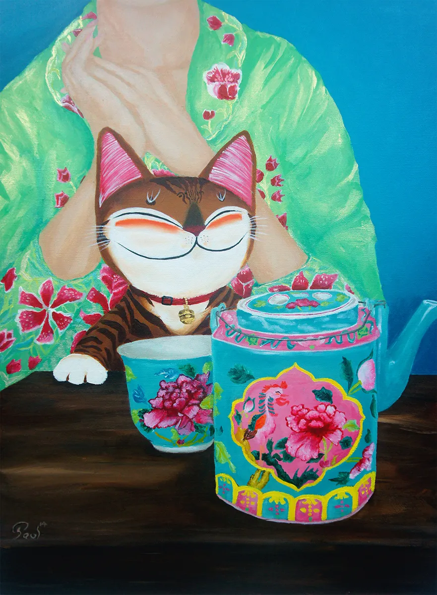 Singapore cat art, Tea Time