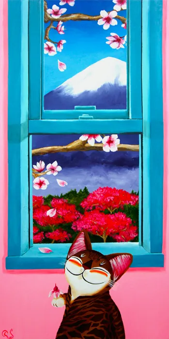Singapore cat art, A Window Away - Touch