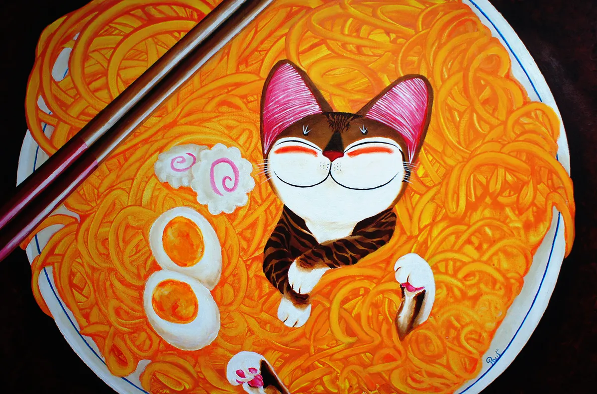 Singapore cat art, Ramen's haven