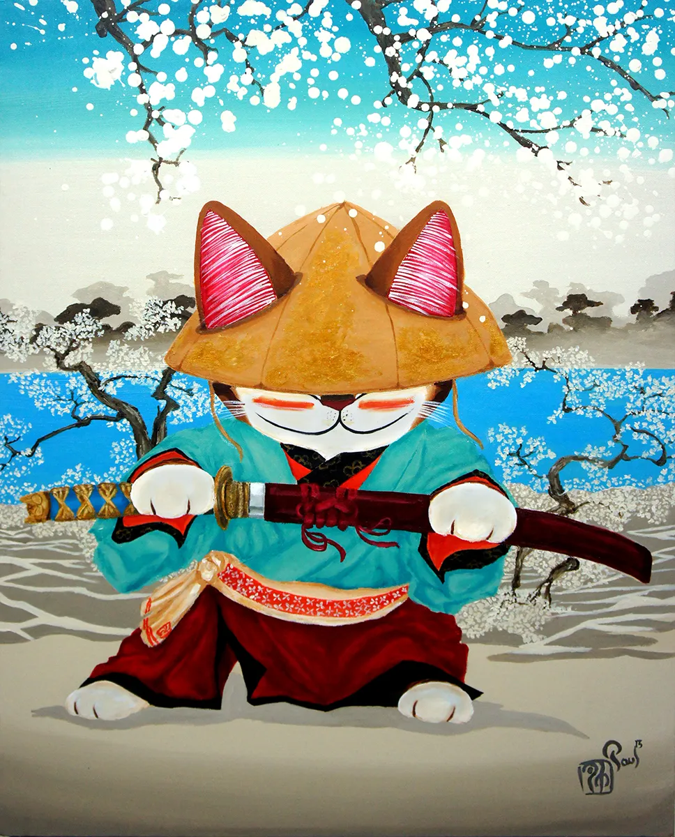 Singapore cat art, Samurai Friday