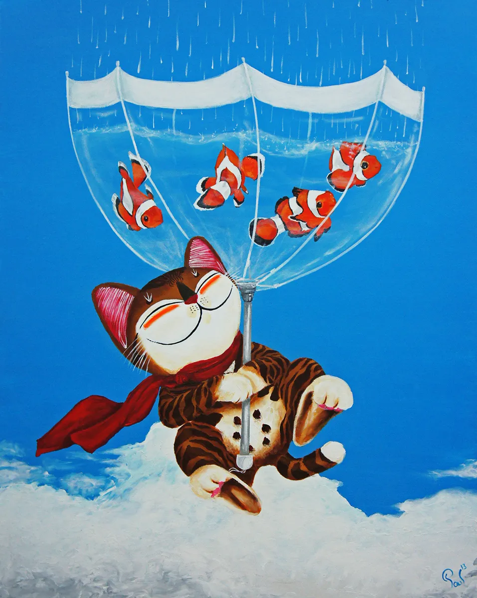 Singapore cat art, Saving a Rainy Day